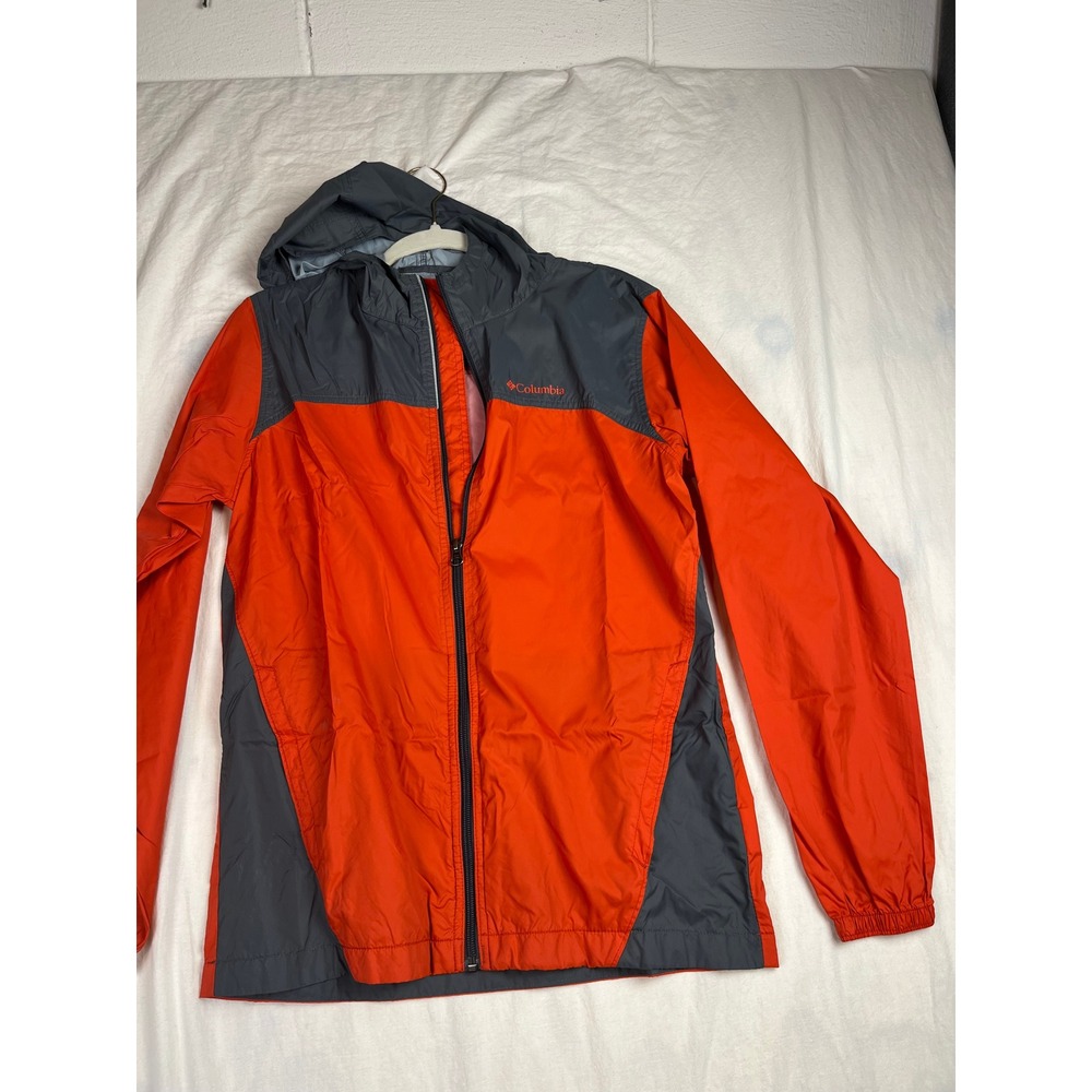 Columbia Kids XL 18/20 Orange Grey Hooded Windbreaker Jacket RN 69724